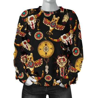 Native American Symbol Pattern Women Crewneck Sweatshirt
