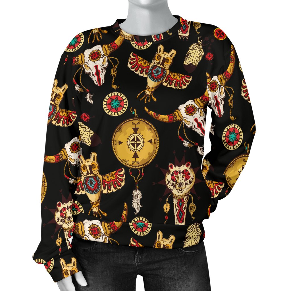 Native American Symbol Pattern Women Crewneck Sweatshirt