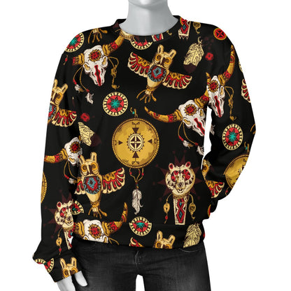 Native American Symbol Pattern Women Crewneck Sweatshirt