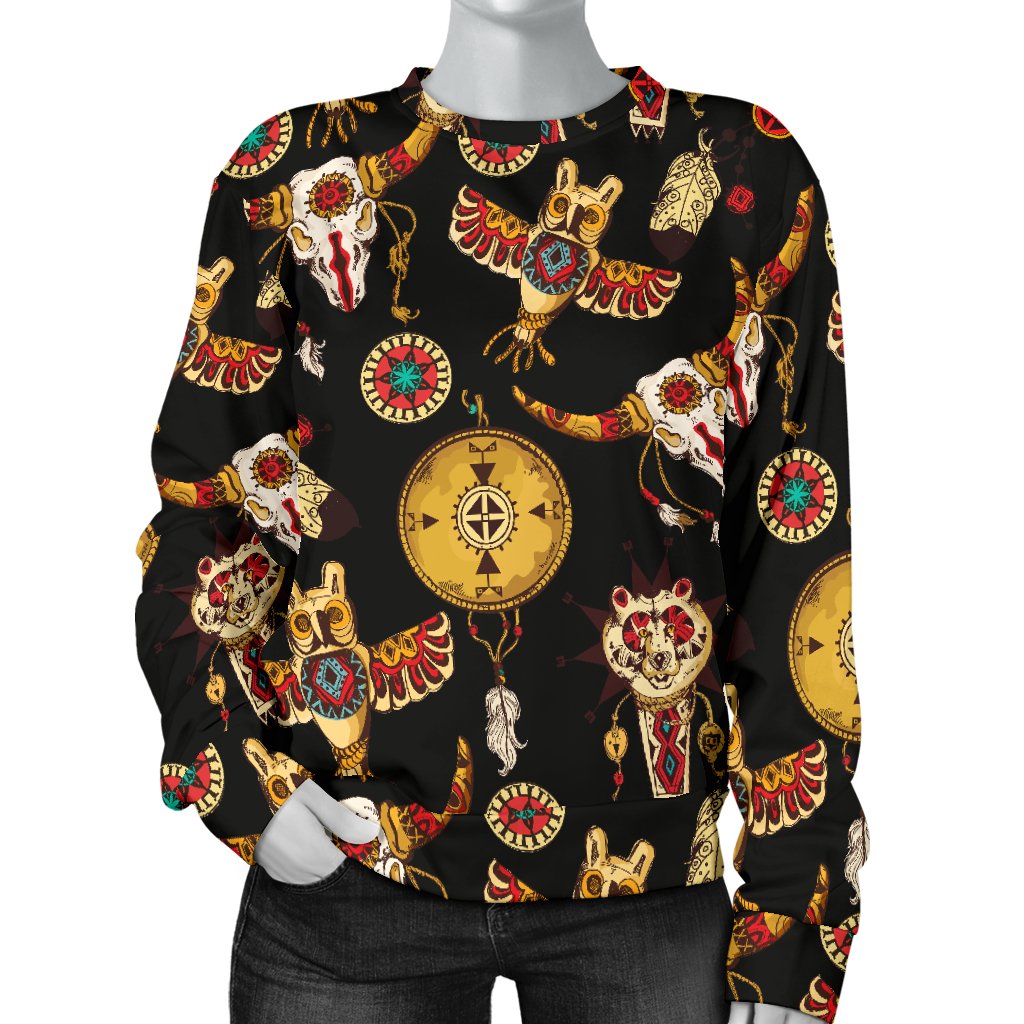 Native American Symbol Pattern Women Crewneck Sweatshirt