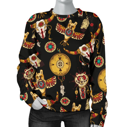 Native American Symbol Pattern Women Crewneck Sweatshirt