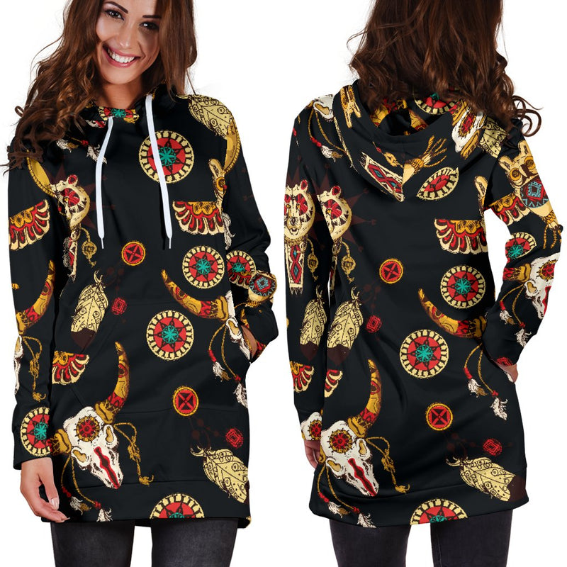 Native American Symbol Pattern Women Hoodie Dress