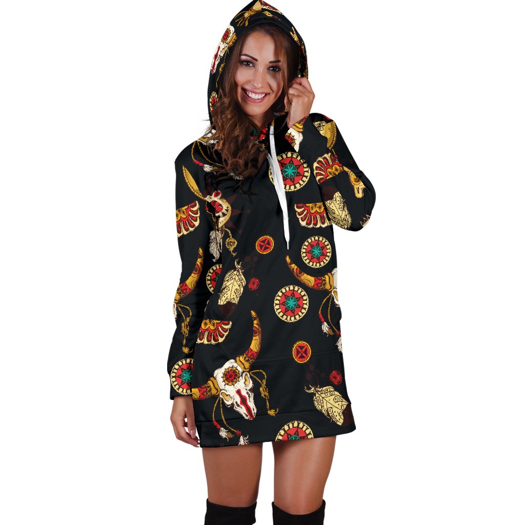 Native American Symbol Pattern Women Hoodie Dress