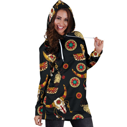 Native American Symbol Pattern Women Hoodie Dress