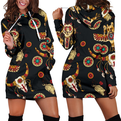 Native American Symbol Pattern Women Hoodie Dress