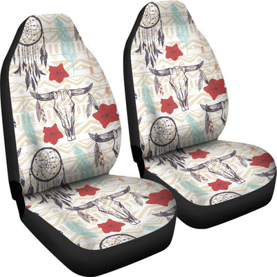 Native Buffalo Head Themed Design Print Universal Fit Car Seat Covers