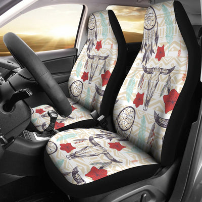 Native Buffalo Head Themed Design Print Universal Fit Car Seat Covers