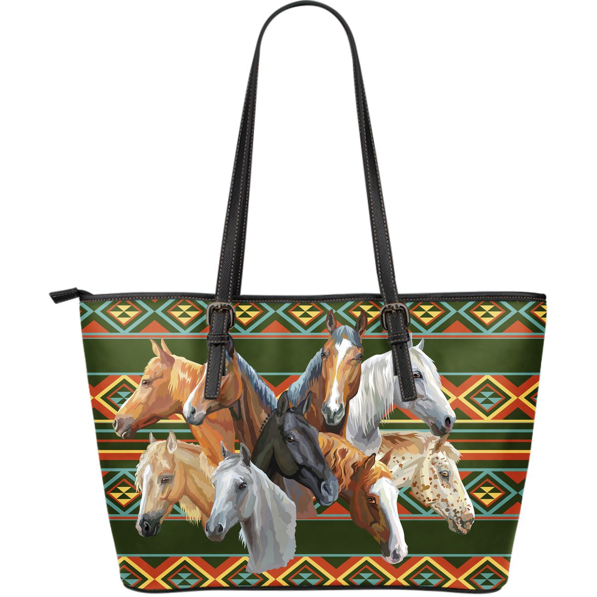 Native Horse Large Leather Tote Bag