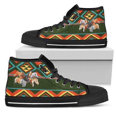 Native Horse Women High Top Canvas Shoes