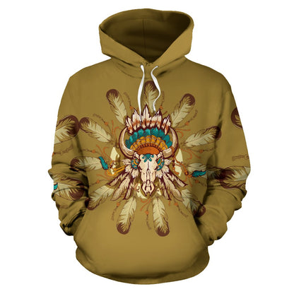 Native Indian Buffalo head All Over Print Hoodie