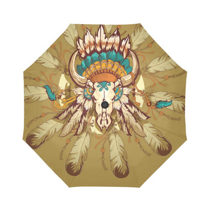 Native Indian Buffalo head Automatic Foldable Umbrella