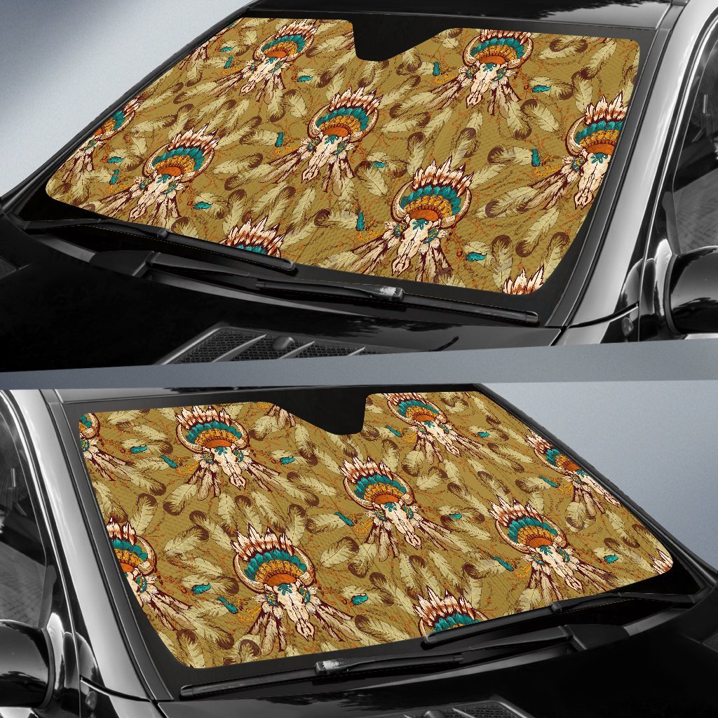 Native Indian Buffalo Head Car Sun Shade-JorJune