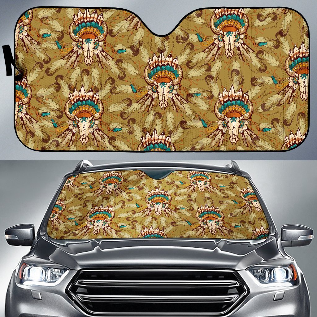 Native Indian Buffalo Head Car Sun Shade-JorJune