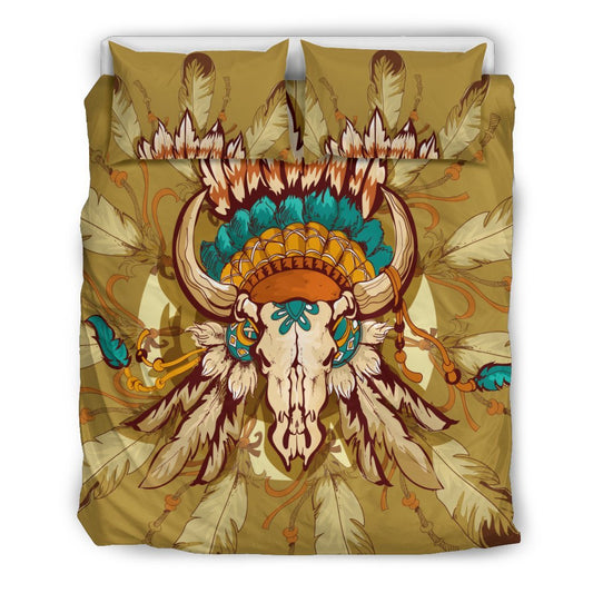 Native Indian Buffalo head Duvet Cover Bedding Set