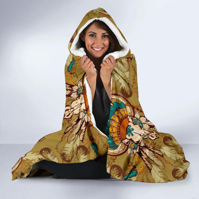 Native Indian Buffalo head Hooded Blanket-JORJUNE.COM