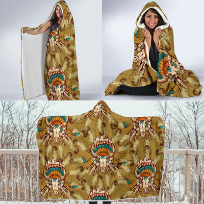 Native Indian Buffalo head Hooded Blanket-JORJUNE.COM