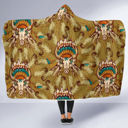 Native Indian Buffalo head Hooded Blanket-JORJUNE.COM