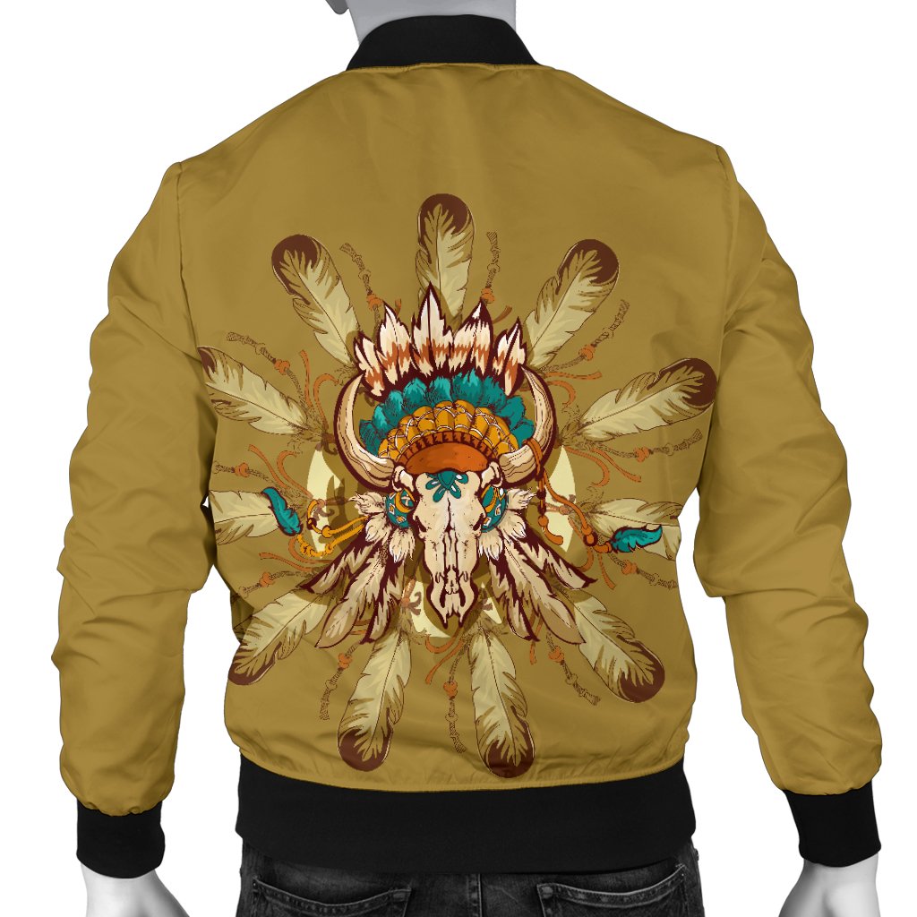 Native Indian Buffalo Head Men Casual Bomber Jacket