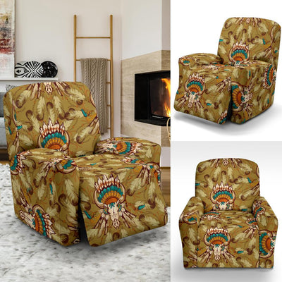 Native Indian Buffalo head Recliner Slipcover-JORJUNE.COM