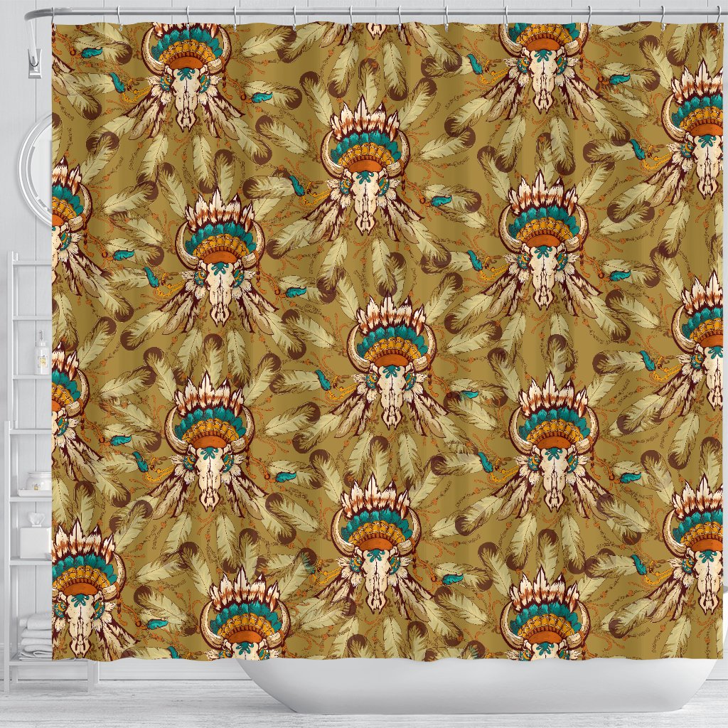 Native Indian Buffalo Head Shower Curtain