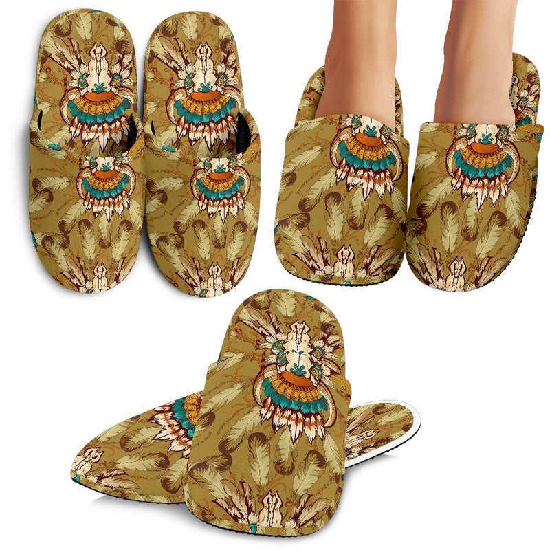 Native Indian Buffalo Head Slippers