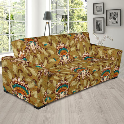 Native Indian Buffalo head Sofa Slipcover-JORJUNE.COM