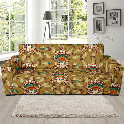 Native Indian Buffalo head Sofa Slipcover-JORJUNE.COM