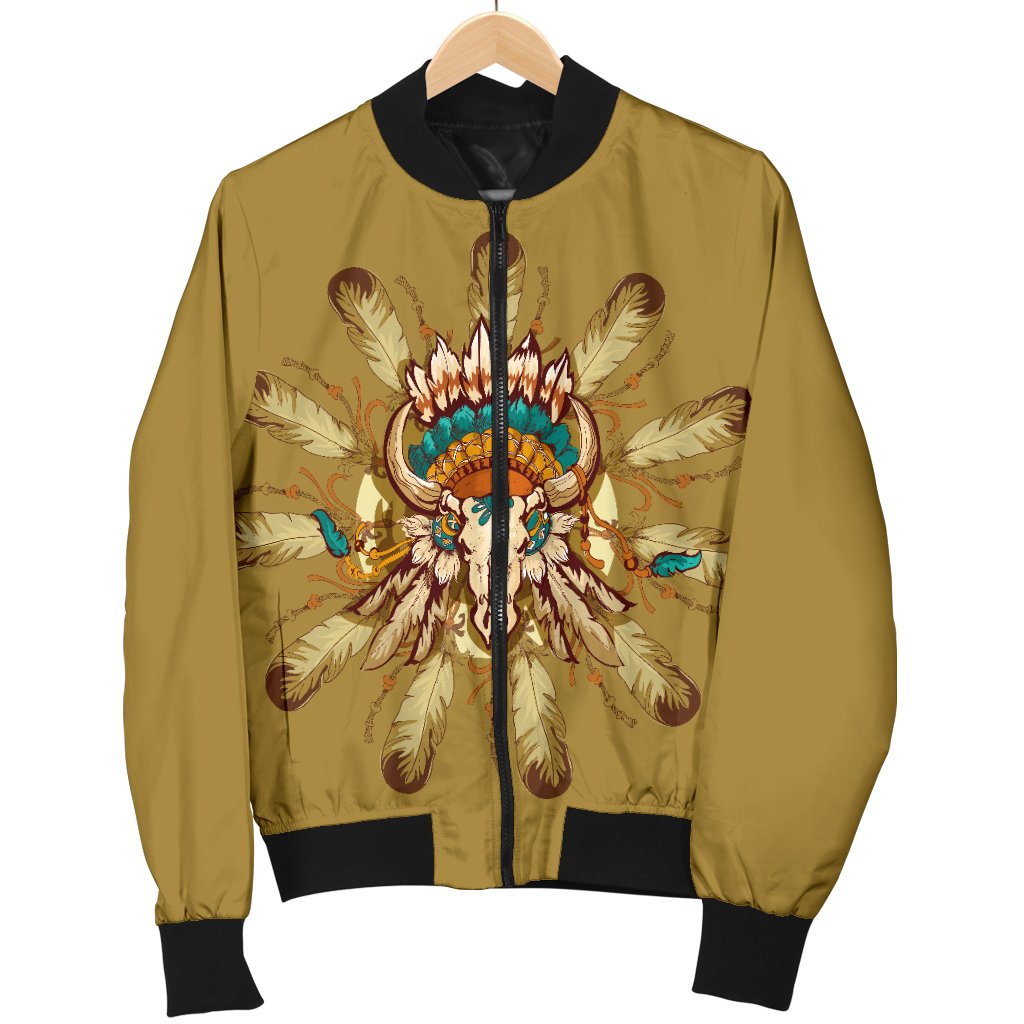Native Indian Buffalo Head Women Casual Bomber Jacket