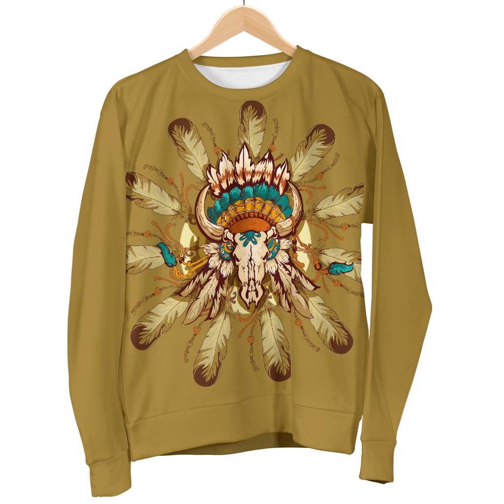 Native Indian Buffalo Head Women Crewneck Sweatshirt