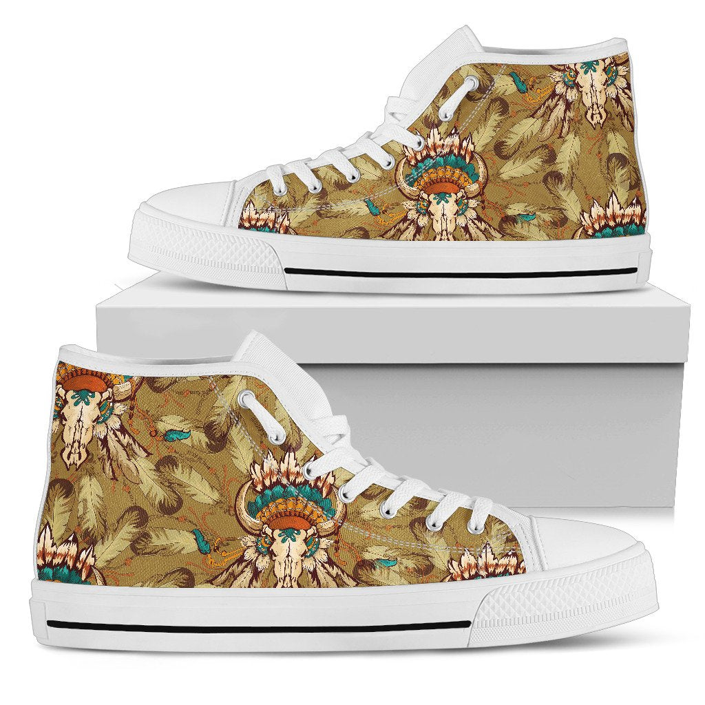 Native Indian Buffalo Head Women High Top Shoes