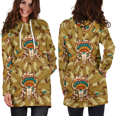 Native Indian Buffalo Head Women Hoodie Dress