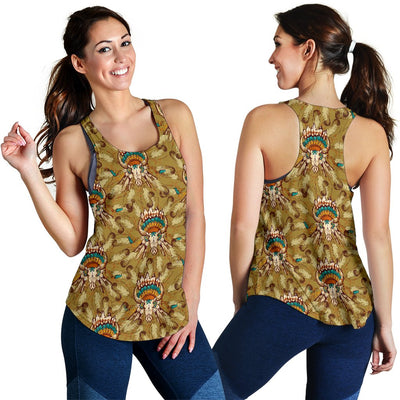 Native Indian Buffalo head Women Racerback Tank Top