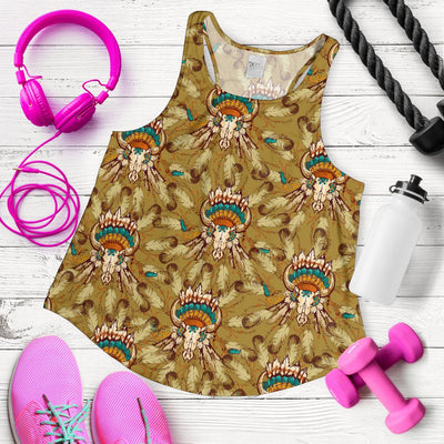 Native Indian Buffalo head Women Racerback Tank Top