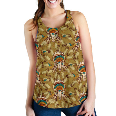 Native Indian Buffalo head Women Racerback Tank Top