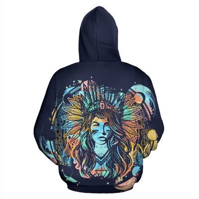 Native Indian Girl All Over Print Hoodie