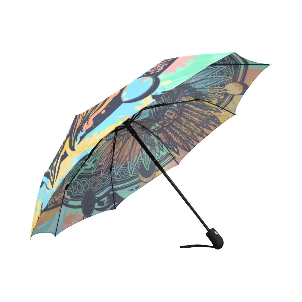 Native Indian Girl Automatic Foldable Umbrella