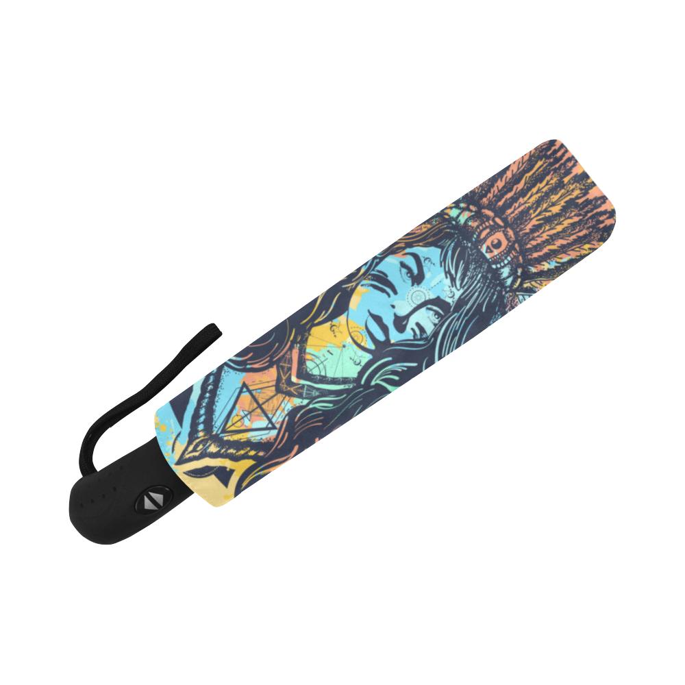 Native Indian Girl Automatic Foldable Umbrella