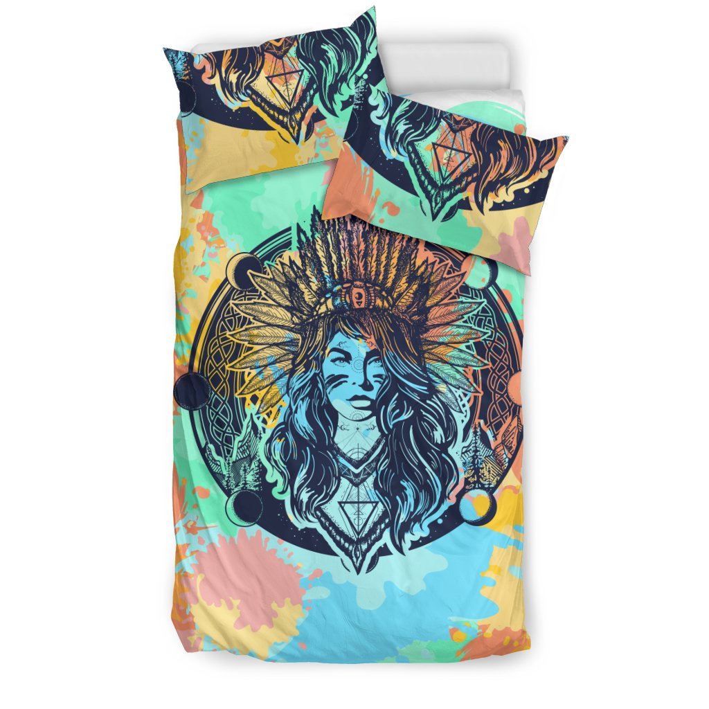 Native Indian Girl Duvet Cover Bedding Set