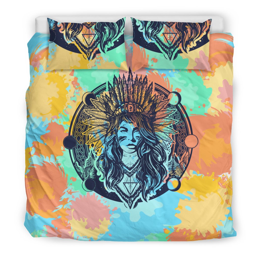 Native Indian Girl Duvet Cover Bedding Set