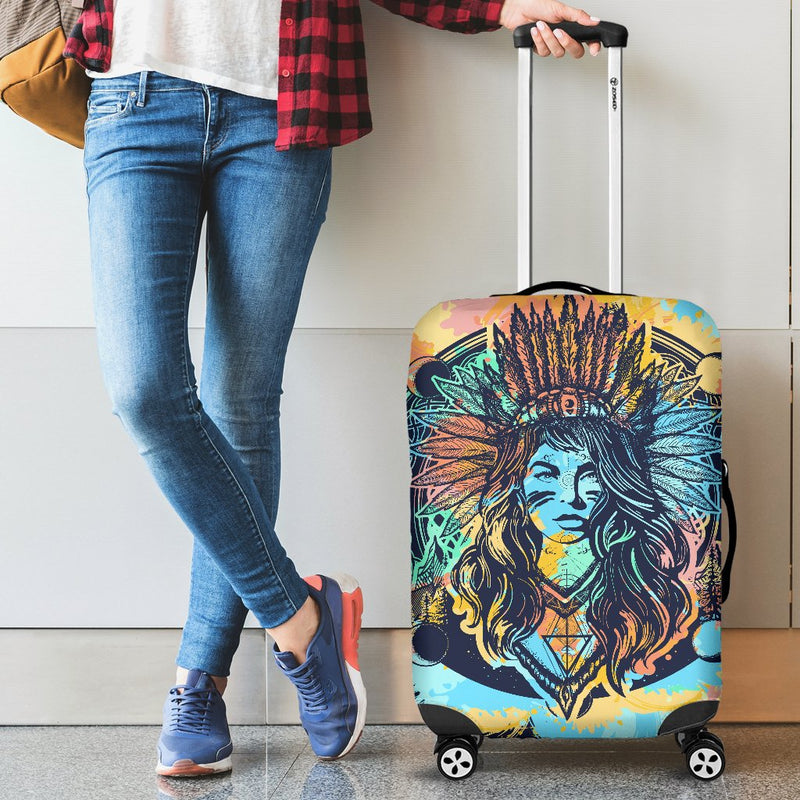 Native Indian Girl Luggage Cover Protector