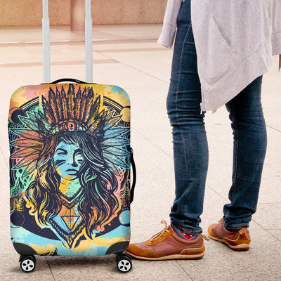 Native Indian Girl Luggage Cover Protector