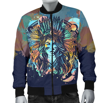 Native Indian Girl Men Casual Bomber Jacket