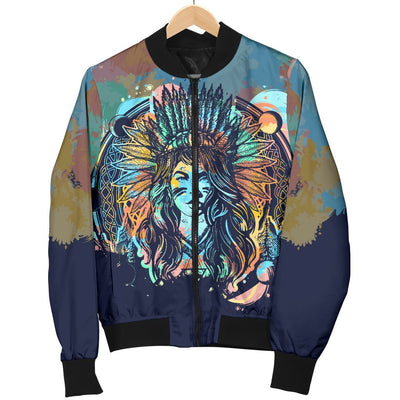 Native Indian Girl Men Casual Bomber Jacket