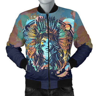 Native Indian Girl Men Casual Bomber Jacket