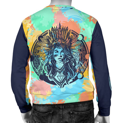 Native Indian Girl Men Crewneck Sweatshirt