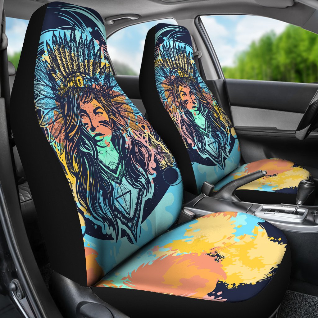 Native Indian Girl Universal Fit Car Seat Covers