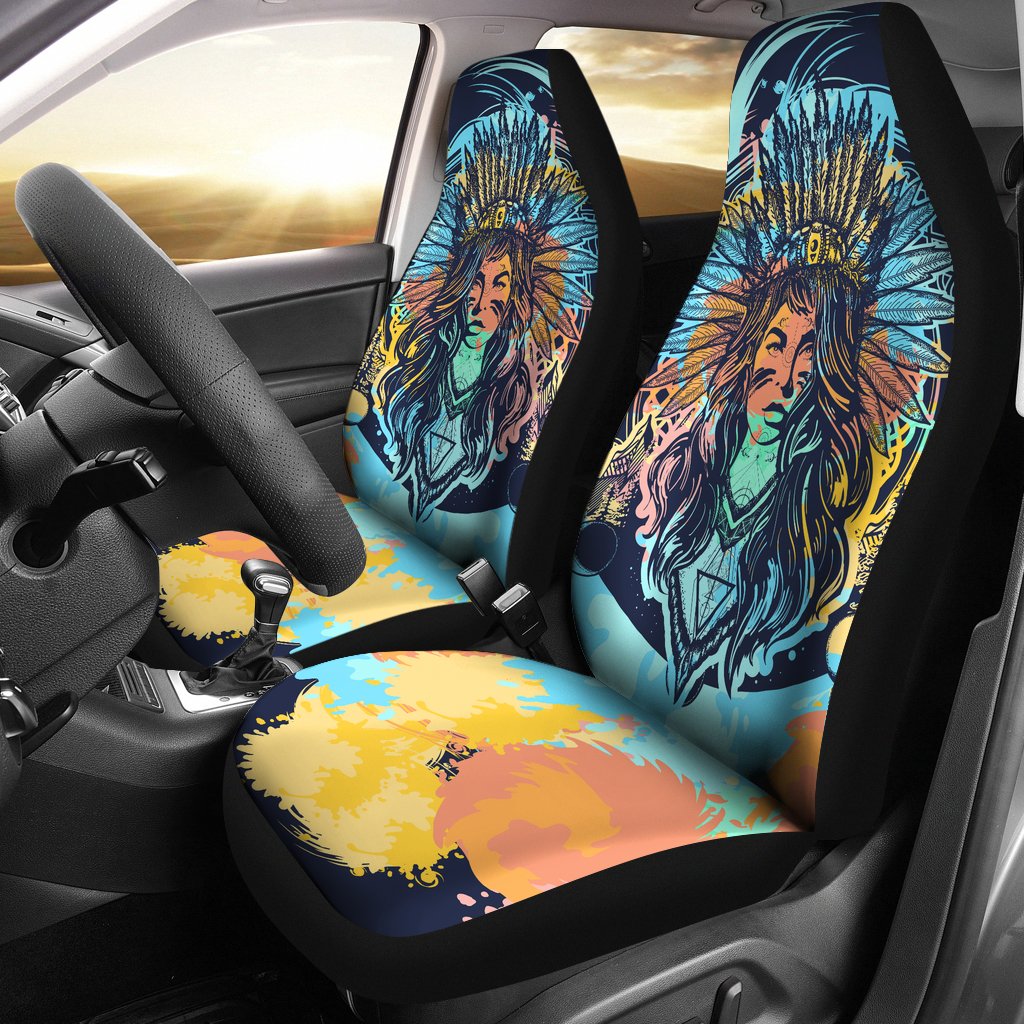 Native Indian Girl Universal Fit Car Seat Covers
