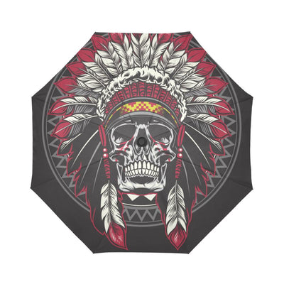 Native Indian Skull Automatic Foldable Umbrella