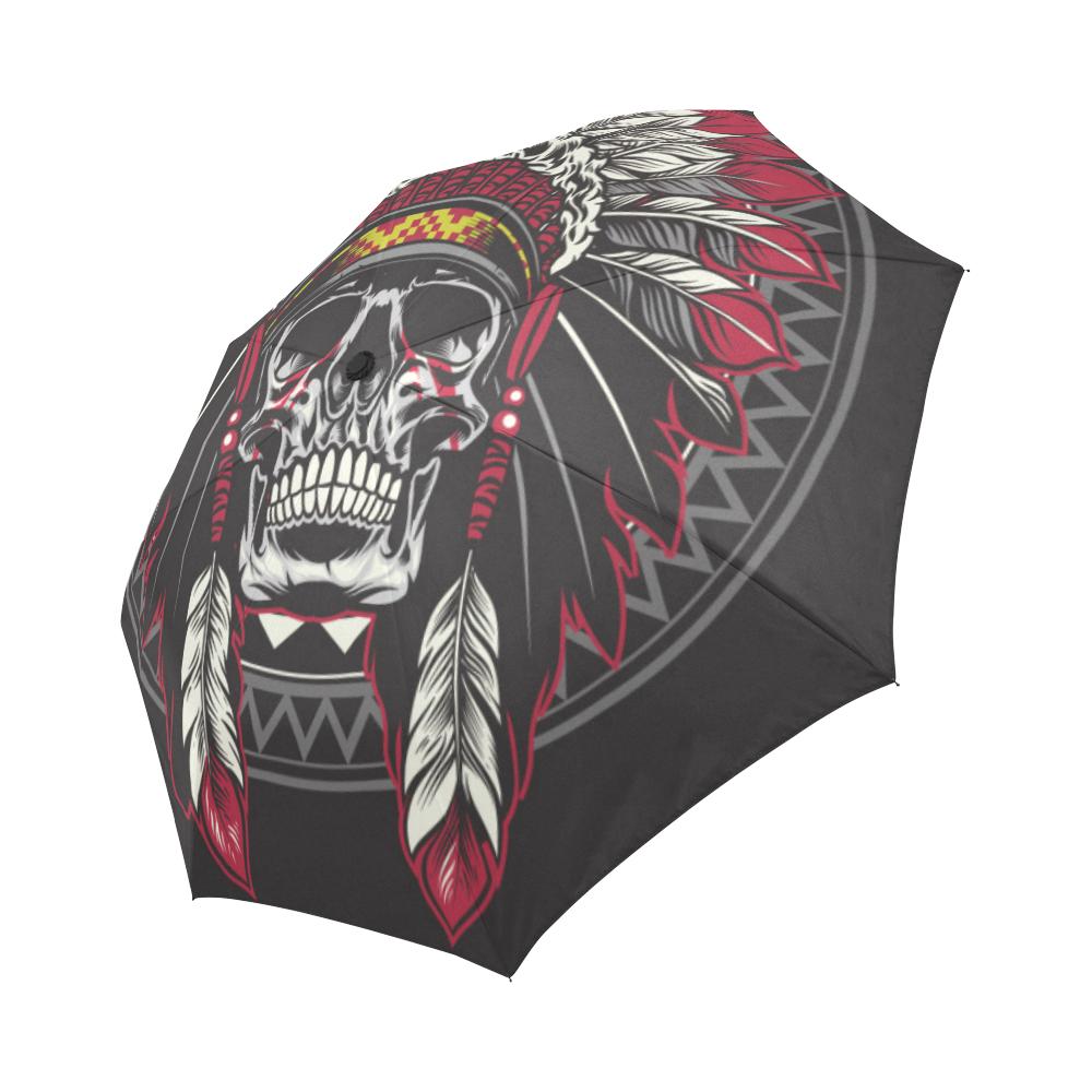 Native Indian Skull Automatic Foldable Umbrella