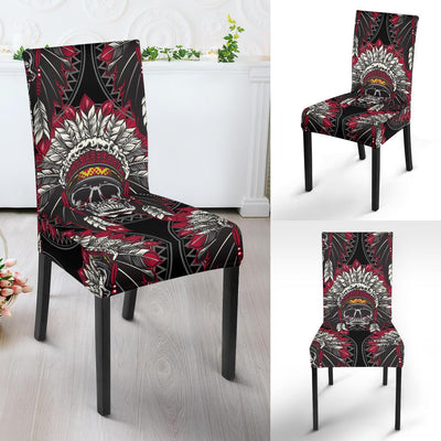 Native Indian Skull Dining Chair Slipcover-JORJUNE.COM